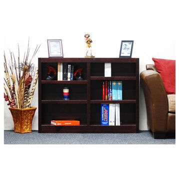 Concepts in Wood Double Wide Bookcase, 6 Shelves, Cherry Finish