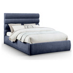 Meridian Furniture - Adam Upholstered Bed, Navy, Queen, Chenille Fabric - Revealing the silky, soft Adam navy chenille queen bed, showcasing deep channel tufting and a contemporary design to add a touch of modern elegance to your bedroom. Its fully slatted construction eliminates the need for a box spring, while the option to add additional panels allows you to customize the headboard height. Crafted for both style and durability, it becomes the centerpiece of your bedroom, creating a sophisticated and inviting atmosphere.