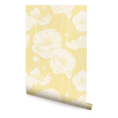 Peony Wallpaper, Peel and Stick, Light Yellow, 24"x108"