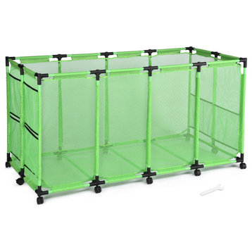 Yescom Large Mesh Pool Storage Bin Rolling Cart Toy Float Organizer Metal Green