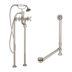 Freestanding English Telephone Tub Faucet, Supplies And Drain-Metal Cross Handle - Products