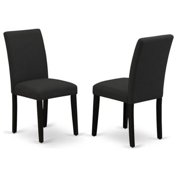 Atlin Designs 36" Linen Dining Chairs in Black (Set of 2)