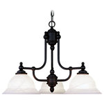 Livex Lighting - North Port Chandelier, Black - This chandelier brings a clean transitional luminance to your decor. The black finish contrasts with white alabaster glass resulting in a distinctive lighting accent.