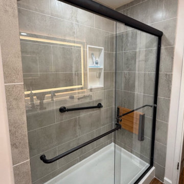 Modern Walk-In Shower with Accessible Shower Bench