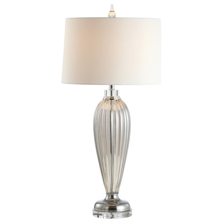 Julian 33.5" Glass, Crystal LED Table Lamp, Smoked Gray