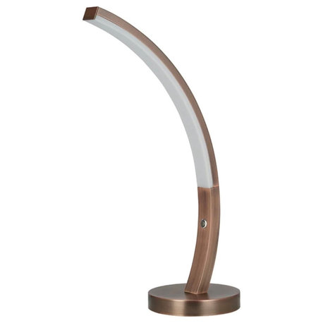 23"H Luca LED Curved Arc Dimmable Metal Table Lamp with Copper Finish