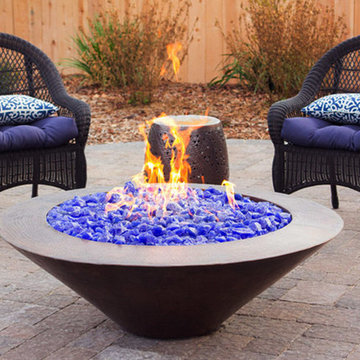 Firepit & Pavers with Fountain at Sunset, Santa Maria CA