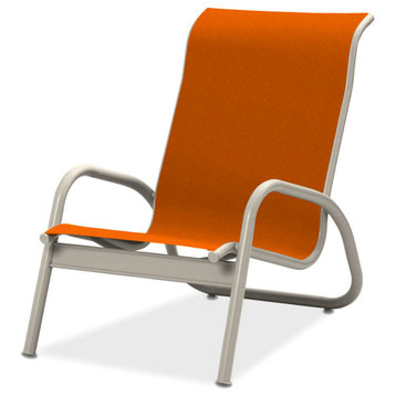 Gardenella Sling Stacking Poolside Chair, Textured Warm Gray, Tangerine