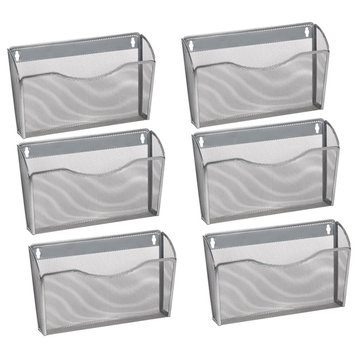 YBM Home Mesh Wall Mount File Holder Silver 13.1"x3.75"x8.5", 6-Pack