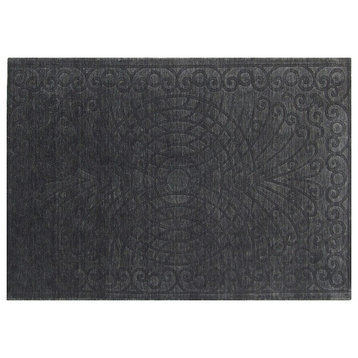 Traditional Rug, Charcoal Black, 5'x8', Nepalese, Handmade Wool