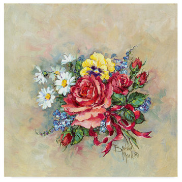 Barbara Mock 'Floral Bouquet Centered' Canvas Art