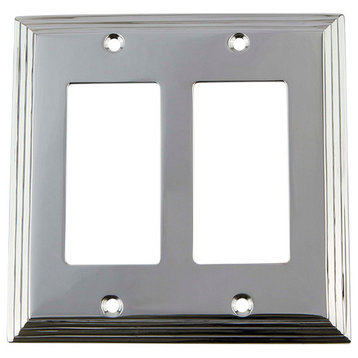 NW Deco Switch Plate With Double Rocker, Bright Chrome