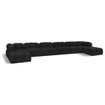 Meridian Furniture - Ames Boucle Fabric U-Shaped Modular Sectional, Black, 8-Piece: 4 Armless Chair, 2 Corner Chair, 2 Ottoman - Introduce a touch of modern sophistication to your living area with the exquisite Ames Boucle Fabric Sectional. With plush black boucle fabric and unique design, it will elevate the visual appeal of your living space. This elegant and captivating sectional can be mixed and matched with other pieces from the collection to create an endless array of stunning looks. So, get ready to transform your living area into an inviting and stylish haven with the Ames Boucle Fabric Sectional.