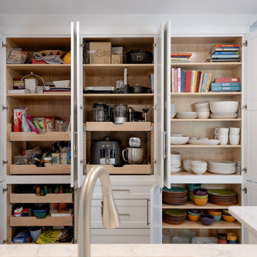 Custom White Kitchen with Calacatta Azulean Quartz Countertops