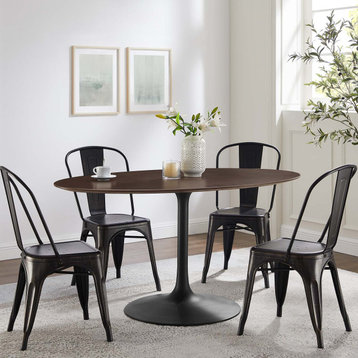 Lippa 60" Oval Wood Grain Dining Table in Black Cherry Walnut