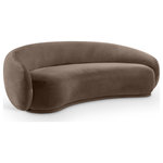 Meridian Furniture - Emery Upholstered Sofa, Brown, Velvet, Sofa - Drift away into a cloud of comfort with the Emery brown velvet sofa. Its soft, rounded curves and plush velvet upholstery create a truly indulgent seating experience. A timeless piece of furniture that exudes elegance and sophistication with its classic design that will never go out of style.