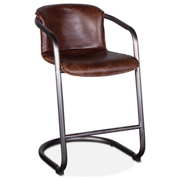 Chiavari Leather Counter Chair Geisha Brown, Set of 2