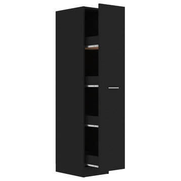 vidaXL Apothecary Cabinet Black Engineered Wood Living Room Storage Cabinet