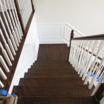 WESTHAMPTON: RED OAK INSTALLED & FINISHED WTH DARK WALNUT STAIN / SATIN OIL POLY