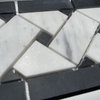 Carrara Venato Marble Basketweave Mosaic Border 4x12 Black Dots Honed, 1 sheet