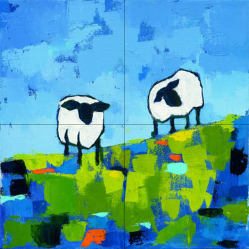 Tile Mural Kitchen Backsplash Two Sheep by Phyllis Adams