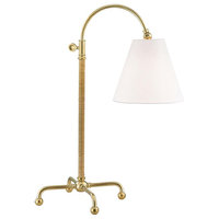 Curves No.1 Floor Lamp, Aged Brass, Off-White Linen Shade