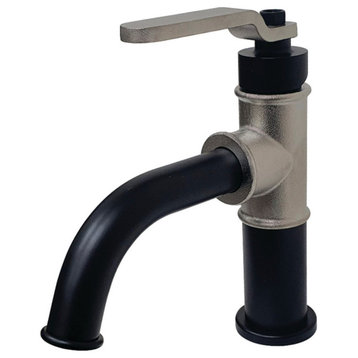 Single-Handle Bathroom Faucet With Push Pop-Up, Matte Black/Brushed Nickel