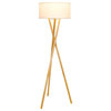 Brightech Harper LED Tripod Floor Lamp – Wood, Mid Century Modern Light