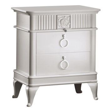 Wooden Bedside Table With 3 Drawers, White