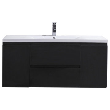 MOB 48" Wall Mounted Vanity With Reinforced Acrylic Sink, Black