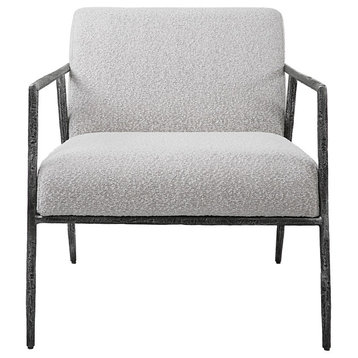 Uttermost 23660 Avila 27"W Contemporary Boucle Upholstered Accent - Gray Boucle