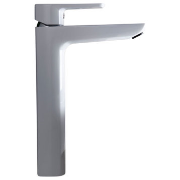 Dowell 8001/022 Series Single Handle Vessel Bathroom Faucet, Chrome With White