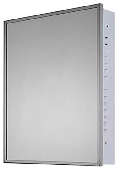 Euroline Medicine Cabinet, 16"x22", Annealed Stainless Frame, Flush Mounted