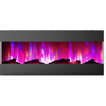 Fireside 50" Recessed/Wall-Mounted Electric Fireplace, Black