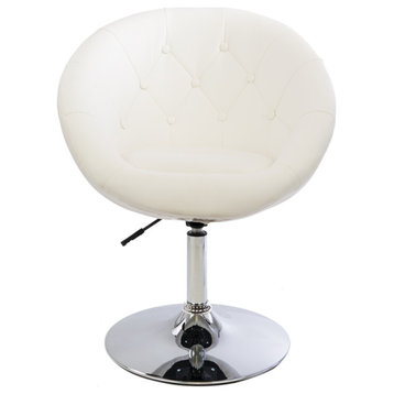 Antoinette Round Tufted Vanity Chair, White