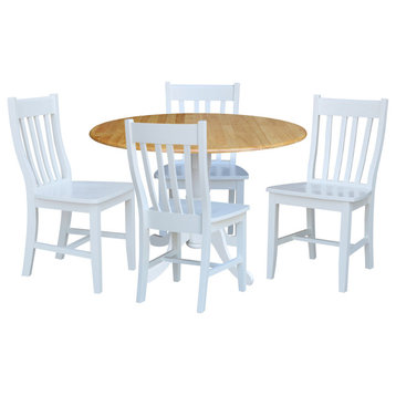 42 in. Dual Drop Leaf Table with 4 Slat Back Dining Chairs