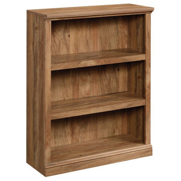 Pemberly Row 3-Shelf Modern Engineered Wood Bookcase in Brown