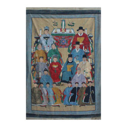 Chinese Large Vintage Canvas Color Ink Ancestors Painting Art cs4311 - Tapestries