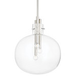 Hudson Valley Lighting - Hempstead Large 3-Light Pendant Polished Nickel - The glass globe goes glam. A trio of metal rods suspended at different heights within beautifully clear glass globes create visual interest and highlight Hempstead's exquisite metalwork. The pendants are an ideal choice over kitchen islands, tables (dining, coffee, console or end) or even a freestanding tub. Place the sconce near the vanity or flanking a fireplace.