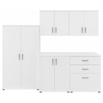 Universal 5 Piece Laundry Room Storage Set in White - Engineered Wood