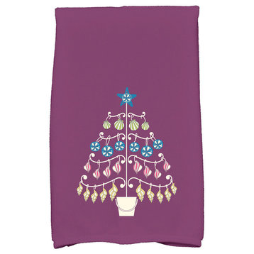 Beach Tree Decorative Holiday Geometric Print Hand Towel, Purple