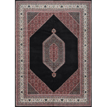 Vintage Tribal Oriental 10′ x 14’3” Black Wool Traditional Hand-Knotted Area Rug