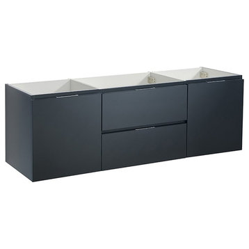 Fresca Valencia 60" Single Sink Modern Wood Bathroom Cabinet in Dark Slate Gray