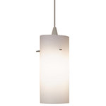 WAC Lighting - WAC Lighting Dax Energy StarLED White Pendant with Brushed Nickel Canopy - Dax - Contemporary Collection. Stimulate the aesthetic sense of your room with simple and understated cased white glass cylinders finished in white and amber acid etched colors.