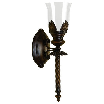 Traditional Brown Glass Wall Sconce 72273