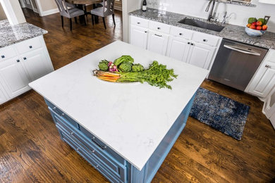 Kitchen - transitional kitchen idea in Dallas with an island