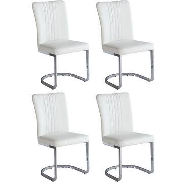 Channel Back Cantilever Side Chair Round (Set of 4) - White