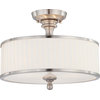 Candice 3 Light - Semi Flush Fixture With Pleated White Shade