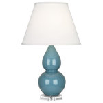 Robert Abbey - Robert Abbey S DBL Gourd DUP LUC AL Farmhouse Retro Double Gourd - Steel Blue - Features Constructed from ceramic Includes a pearl dupioni fabric shade Includes an energy efficient Medium (E26) base LED bulb 3 Way switch Manufactured in America UL rated for dry locations Dimensions Height: 22-3/4" Width: 13" Product Weight: 8 lbs Shade Height: 9-1/2" Shade Top Diameter: 7" Shade Bottom Diameter: 13" Electrical Specifications Max Wattage: 150 watts Number of Bulbs: 1 Max Watts Per Bulb: 150 watts Bulb Base: Medium (E26) Voltage: 110 volts Bulb Included: Yes