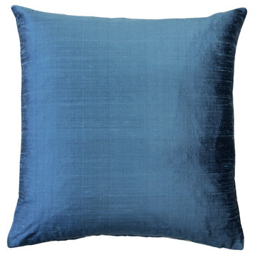 Pillow Decor Sankara Silk Throw Pillows 16"x16", Marine Blue